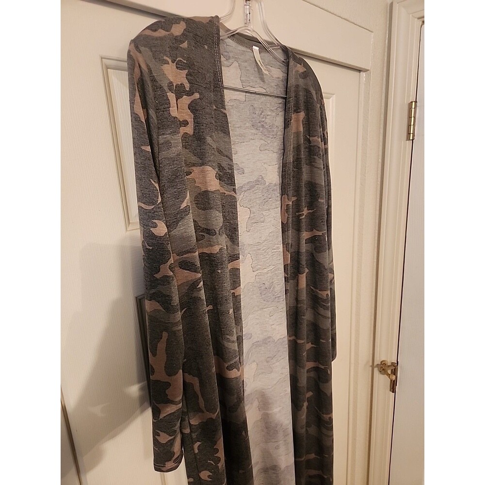 Magic Fit Camo Print Long Sweater Womens Size M Medium Camouflage Knit Cardigan - Picture 2 of 8